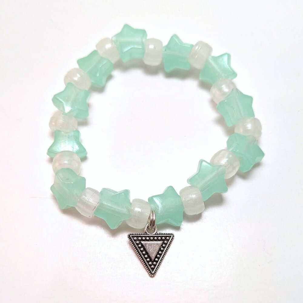 Handmade VTG 90s Pastel Star Bracelet Triangle Kawaii Preppy Glow in the Dark
